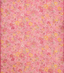 Baby Pink Woven Pure Chiffon Silk Saree With Printed Floral Motifs