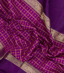 Magenta Handloom Muppagam Silk Cotton Saree With Checks-SC4352