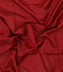 Red Handloom Maheswari Silk Cotton Saree With Zari Checks-SC4132