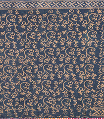 Dark Grey Printed Jaipur Cotton Saree With Tie & Dye Motifs-JC1848