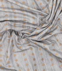 Grey Woven Art Chanderi Cotton Saree With Cow Motifs-BL4706