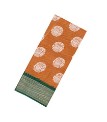 Orange Printed Synthetic Dola Silk Saree With Zari Border -BL5082