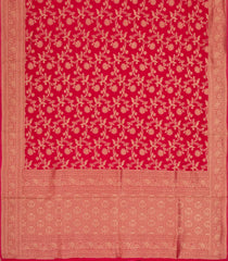 Red Woven Synthetic Tussar Silk Saree With Floral Vine Motifs-BL4421