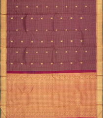 Maroon Handloom Kanchipuram Silk Saree With Checks & Buttas-KA15302