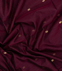 Dark Maroon Handloom Maheswari Silk Cotton Saree With Floral Buttas-SC4899