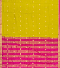 Lime Green Woven Blended Viscose Saree With Zari Checks & Buttas-BL6093