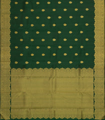 Bottle Green Handloom Kanchipuram Silk Saree With Floral Buttas-KA13820