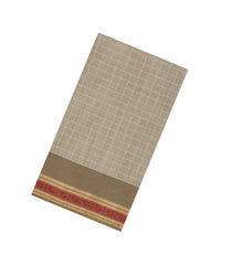 Grey Handloom Silk Cotton Saree With Checks-SC4200