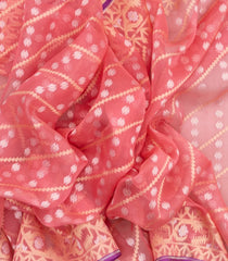 Peach Handloom Organza Soft Silk Saree With Floral Motifs-SO4097