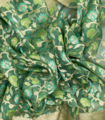 Green Handloom Organza Soft Silk Saree With Floral Motifs-SO4125