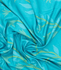 Turquoise Printed Art Tussar Saree With Zari Border-BL5001