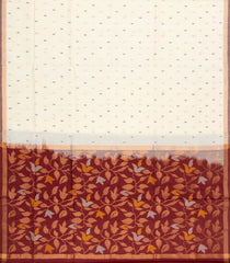 Cream Handloom Uppada Silk Saree With Mango Motifs & Contrast Pallu-UP0358