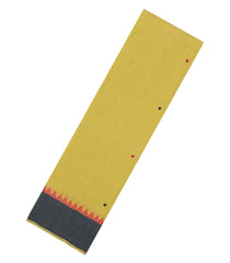 Lemon Yellow Handwoven Bengal Cotton Saree With Buttas & Contrast Border-BG1483