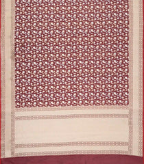 Brown Handloom Organza Satin Soft Silk Saree With Floral Vine Motifs-SO4074