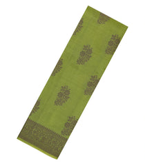 Green Woven Tussar Silk Saree With Floral Buttas-TU3407