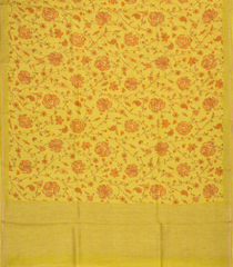 Lime Green Woven Linen Saree With Printed Floral Vine Motifs -LI0649