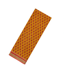 Mustard Woven Pure Silk Saree With Printed Floral Motifs-PS0664