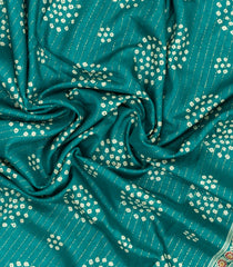 Cyan Printed Synthetic Dola Silk Saree With Motifs & Zari Stripes-SY0450