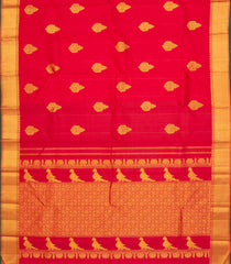 Crimson Handloom Kanchipuram Silk Saree With Annam Buttas