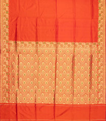 Red Banarasi Silk Saree With Meena Floral Motifs In Border