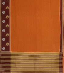Rust Woven Blended Viscose Saree With Contrast Border-BL5547