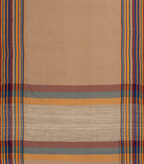Beige Handwoven Bengal Cotton Saree With Contrast Border-BG1470