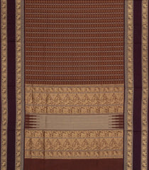 Brown Handloom Silk Cotton Saree With Checks-SC4292