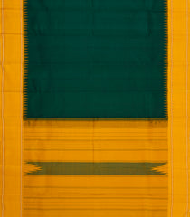 Bottle Green Handloom Korvai Kanchipuram Silk Saree With Contrast Silk Temple Border-KA16839