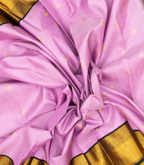 Baby Pink Handloom Korvai Kanchipuram Silk Saree With Buttas & Black Border-KA13077