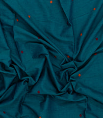 Cyan Handloom Bengal Cotton Saree With Diamond Motifs-BG1852