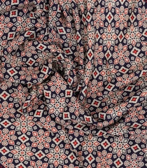 Midnight Blue Printed Modal Silk Saree With Zari Pallu-PS0737