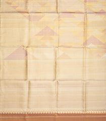 Gold Handloom Kanchipuram Silk Saree With Triangle Motifs