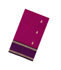 Hot Pink Handloom Silk Cotton Saree With Zari Buttas-SC4261