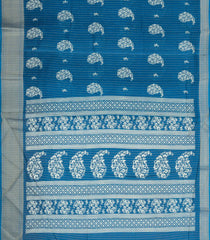 Blue Printed Synthetic Dola Silk Saree With Motifs & Zari Stripes-SY0428