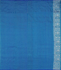 Cyan Handloom Banarasi Silk Saree With Floral Motifs-BE1835