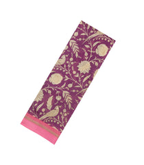 Lilac Woven Chanderi Cotton Saree With Printed Motifs-CC1696