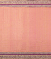 Peach Handloom Tissue Silk Cotton Saree With Stripes & Contrast Border-SC4588
