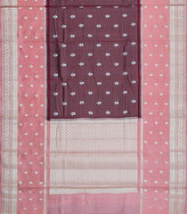 Dark Brown Woven Banarasi Poona Silk Saree With Checks & Buttas-BP1011