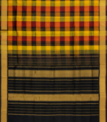 Multi Colour  Handloom Silk Cotton Saree With Checks & Contrast Border-SC4455