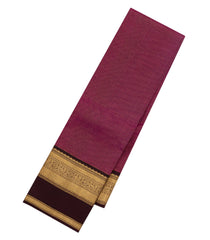 Magenta Kanchipuram Silk Saree With Zari Checks & Contrast Border-KA14196