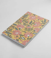 Yellow 9 X 6 Inch Bagru Dabu Block Printed 96 Page Handmade Notebook-ACS1010