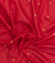 Red Handloom Maheswari Silk Cotton Saree With Buttas & Zari Border-SC4883