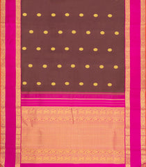 Brown Handloom Korvai Kanchipuram Silk Saree With Zari Buttas-KA16174