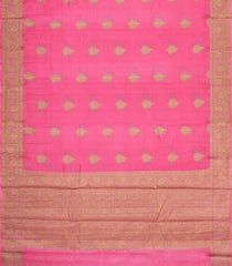Peach Woven Tussar Silk Saree With Floral Buttas-TU3584