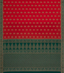 Red Woven Mysore Silk Saree With Floral Motifs and Contrast Border-MS3351
