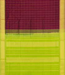 Maroon Handloom Silk Cotton Saree With Checks-SC4679