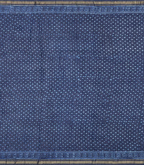 Indigo Printed Chanderi Cotton Saree With Geometric Motifs-CC1775