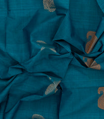 Cyan Handloom Village Cotton Saree With Buttas-VC1654