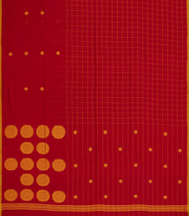 Red Handloom Bengal Cotton Saree With Checks-BG1927-Red