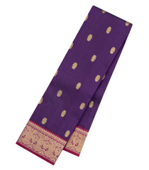 Dark Purple Handloom Silk Saree With Gandaberunda Buttas & Pallu-KA15776